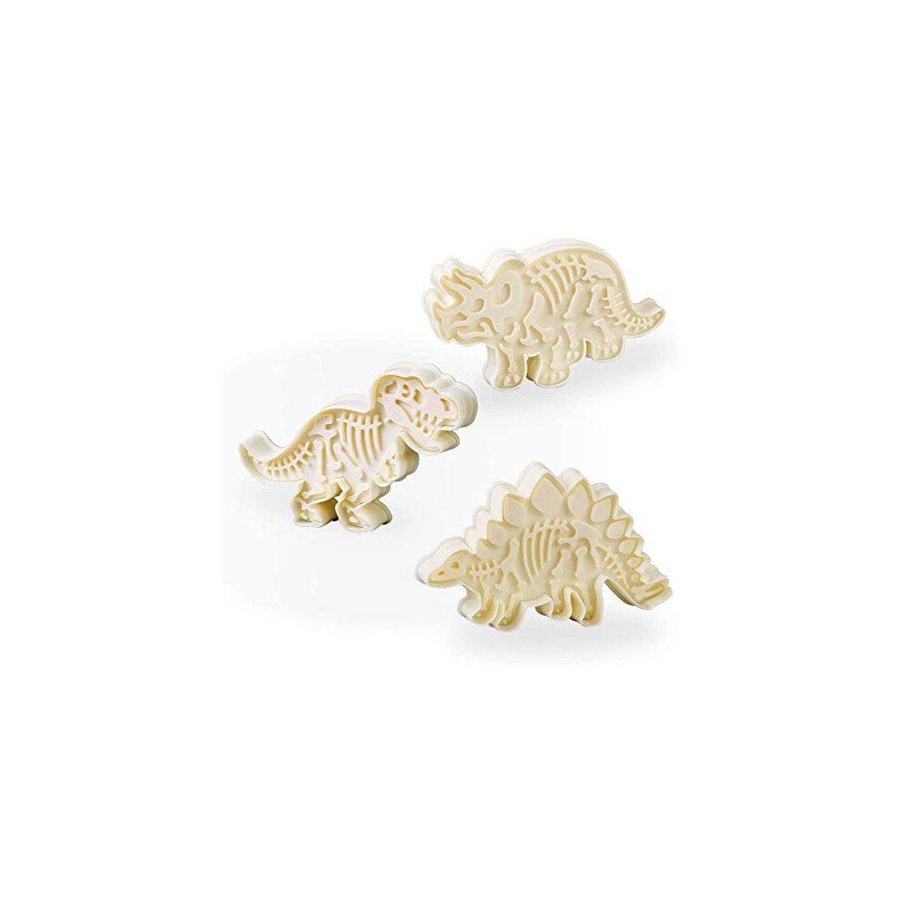Jurassic Dinosaur Cookie Cutters and Skeleton Stampers T-Rex Stegosaurus Triceratops Fossil Cookie Cutters Set (Pack of 6)