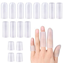 Gel Finger Sleeves, 16 PCS Silicone Finger Protector Finger Support Sleeves Cushion, Gel Finger Cap Open Finger Cot for Finger Cracking Hand Eczema