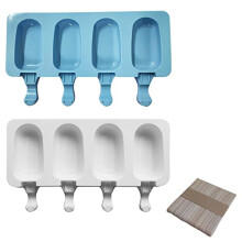 2 Pack DIY Ice Cream Moulds, Silicone Ice Lolly Molds, Ice Cream Moulds, Cake Molds, Homemade Dessert Moulds, with Handles for Milk Fruit Yoghurt