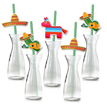 Mexican Party Paper Straw (36Pack), Howaf Mexican Fiesta Biodegradable Paper Drinking Straw Decoration for Mexican Theme Birthday Wedding, Mexican