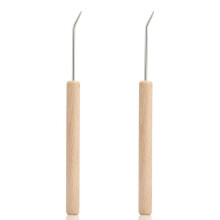 2Pcs Beech Loom Knit Hook Tool Wooden Latch Hook Needle Hooks Crochet Hooks for Knitting Crafts