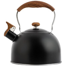 Stove Top Whistling Kettle, Stainless Steel Tea Kettle Teapot with Foldable Anti-Heat Handle for Gas Stove Induction Hob, 2.5L (Black)