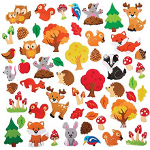 FX119 Woodland Animal Foam Stickers - Pack of 100, Stickers for Arts and Crafts, 3D Foam Stickers, Puffy Stickers for Cards, Paper, Scrapbook and