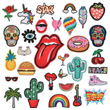 32PCS Iron on Patches for Clothing, Embroidered Applique Patches Stickers Assorted, Sew on Repair Patches and Badges, Fabric Repair Patches for Kids