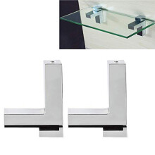 Adjustable Wood/Glass Shelf Bracket, Tiberham Zinc Alloy Polished Chrome Shelf Support Clamp Corner Brace for 3-30mm Thickness Shelf, Wall Mounted