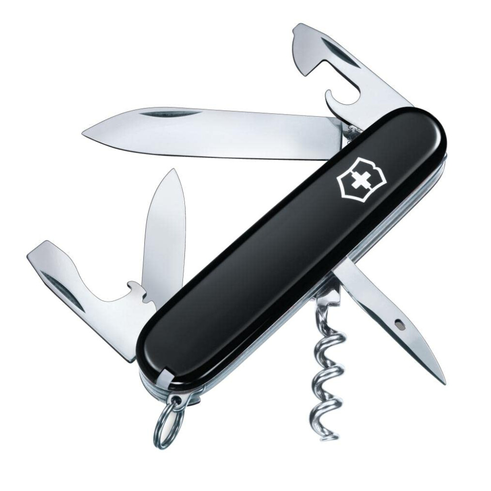 Spartan Swiss Army Knife, Camping Pocket Knives, Medium, Multi Tool, 12 Functions, Blade, Bottle Opener, Black