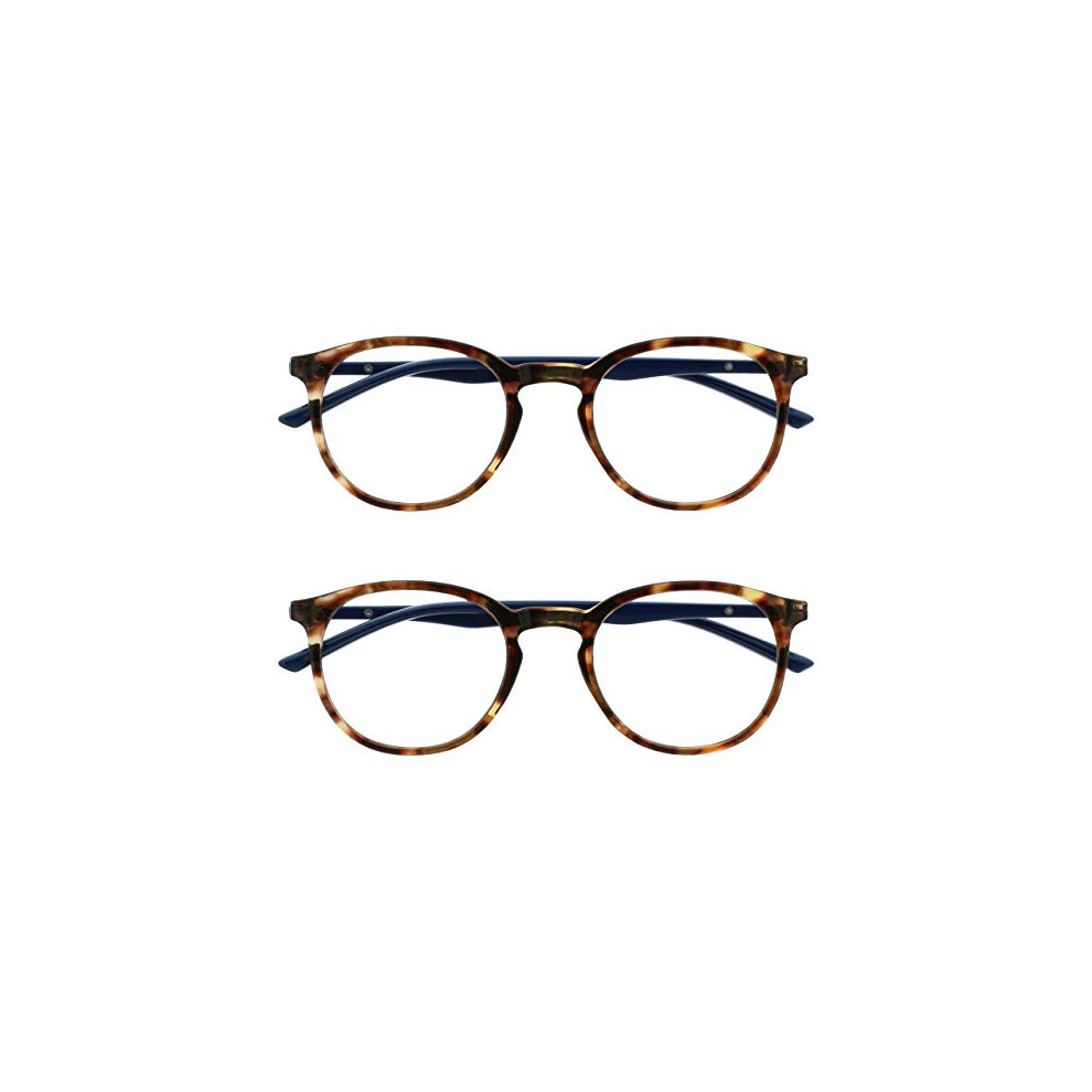 Opulize Blue/Light/Brown Met 2 Pack Blocking Reading Glasses Computer Gaming Tortoiseshell Mens Womens Bb60-2 +1.00