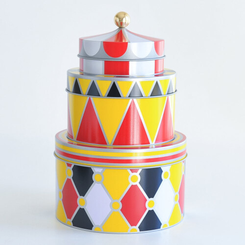 Alessi Stackable Design Storage Box Set, Metal, Multi-Colour, 13 x 19.5 x 19.5 cm 1