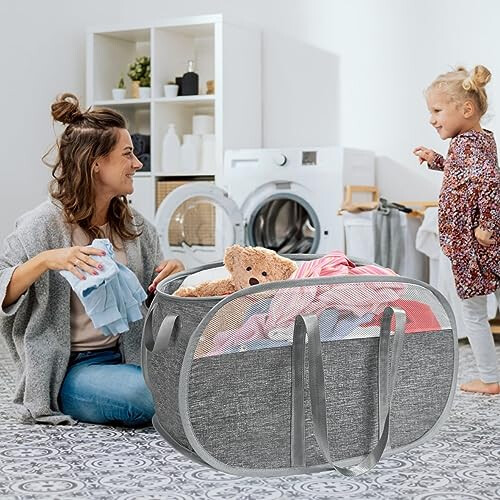 Large Collapsible Laundry Baskets Pop Up Laundry Hamper with Reinforced Handles Durable Foldable Laundry Hamper for Home Laundry 1