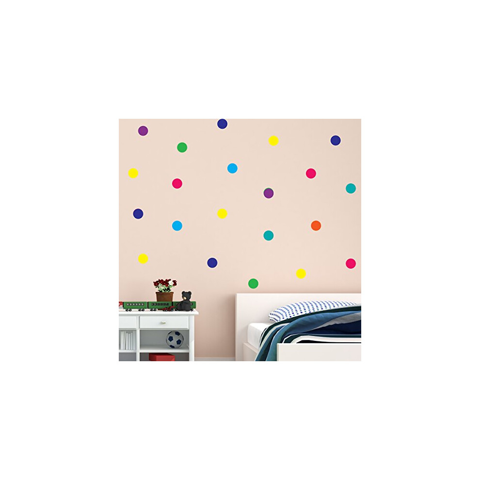 Polka Dot Wall Stickers Rainbow Multicolour 50Mm 100Pcs Decal Childs Kids Vinyl Art Home Decor Spots Mural Wall4stickers
