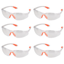 6 Pcs Eye Protection Glasses, Transparent White Safety Goggles,Protective Equipment Security Glasses,Anti Fog Safety Glasses for Work, Personal
