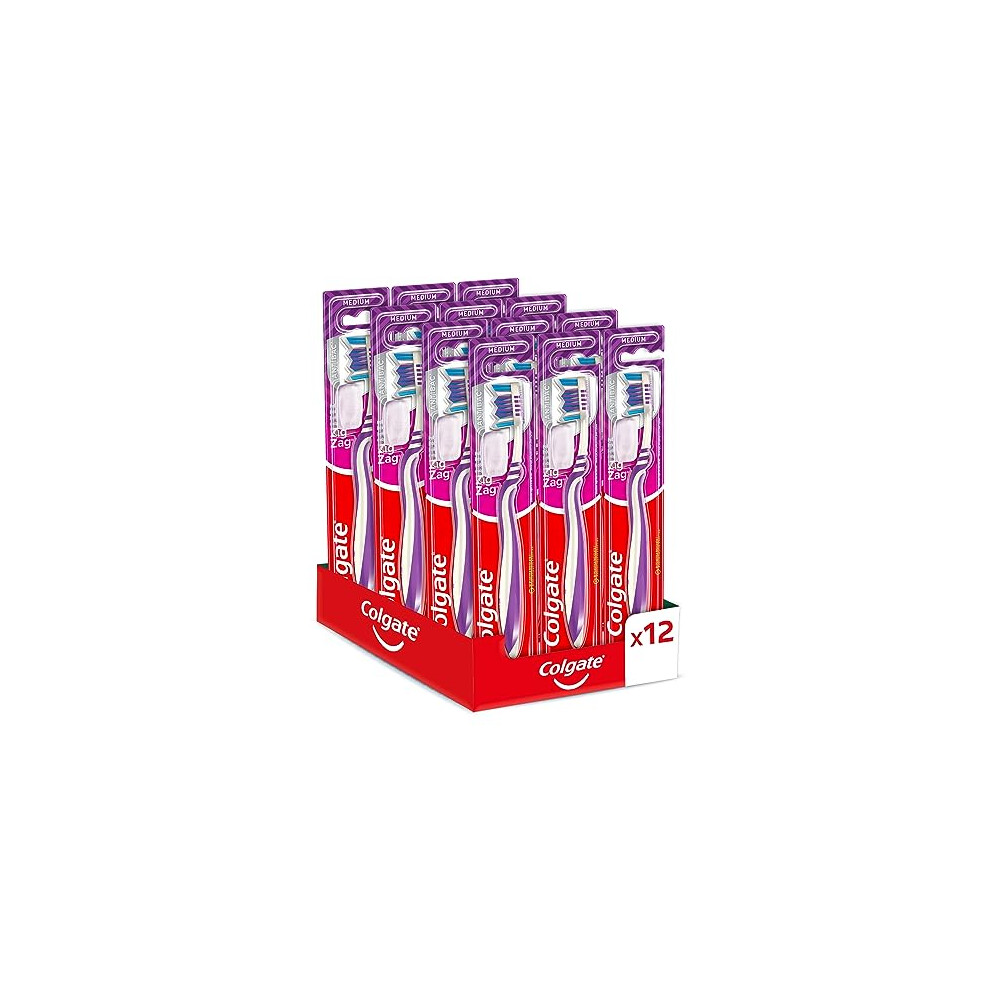 Medium Zig Zag Toothbrush, Bristles with Different Angulations, 12 Pieces