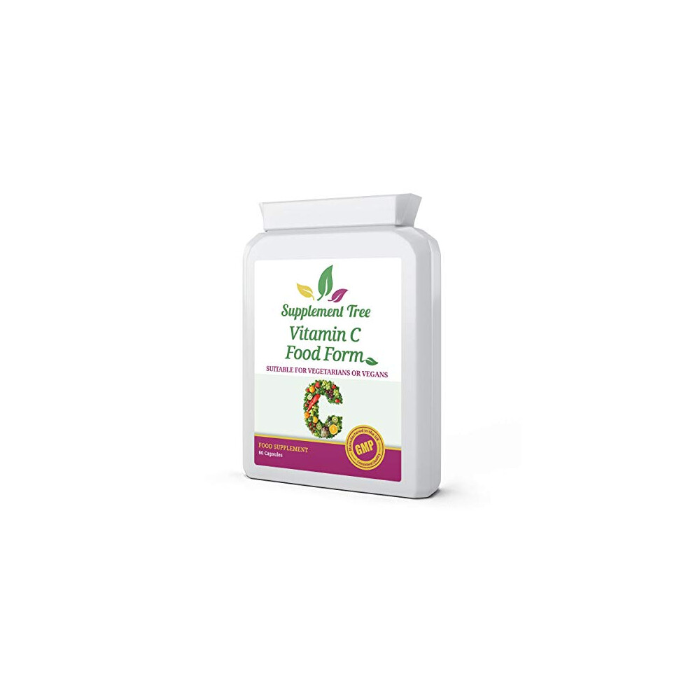Supplement Tree Vitamin C Food Form 60 Capsules | Natural Ingredients Acerola Cherry, Blackcurrant, Rosehip Extract, Parsley Leaf, Elderberry | Vegans & Vegetarians