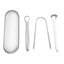 Tongue Scraper 3 Pcs Professional Stainless Steel Tongue Cleaner Kit for Tongue Cleaning Optimal Oral Hygiene (Sliver)
