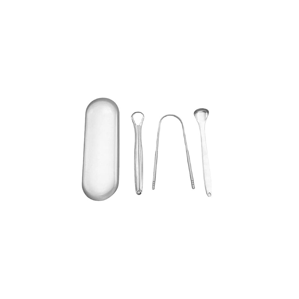 Wangcl Tongue Scraper 3 Pcs Professional Stainless Steel Tongue Cleaner Kit For Tongue Cleaning Optimal Oral Hygiene (Sliver)