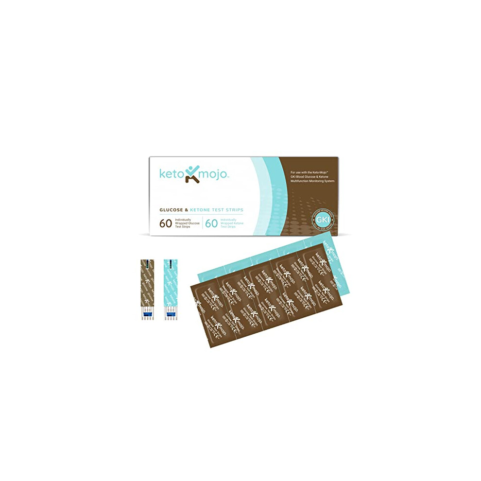 Keto Mojo Keto-Mojo Test Strip Combo Pack For Use Only With The Gki Meter | 60 Blood Glucose + 60 Blood Ketone (120Ct)