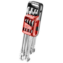 440. JP8 8 Combination Spanner Set with Carrying Case (8/10, 11, 12, 13, 14/17/19 mm Fork) to 15 and Fine – Instant Inventory. Red and Black, Set