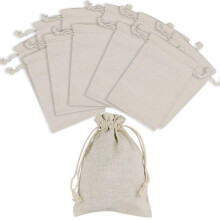 12 pcs Hessian Bags, 13x18 cm Cotton Muslin Bags, Double Drawstring Cotton Cloth Bag, Mini Gift Bags, for Candy, Accessories, Small Parts
