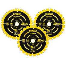 Pakket van 3 ELITE DEWALT DT10397-QZ 2x165mm 24 tanden en 1x165mm 40 tanden