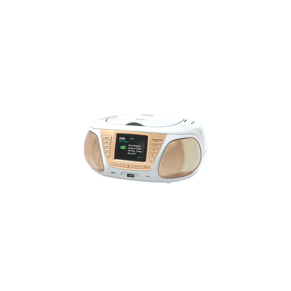 Azatom Dab Dab+ Cd Playe, Fm Radio, Wireles Bluetooth, Stereo Speaker System, Clock, Usb Player (Azatom Zenith Z4 ) White