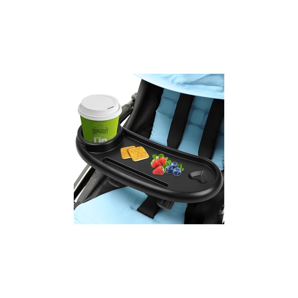 Stroller Snack Tray with Cup Holder, Removable Multi-function Child Stroller Snacks Holder, Universal Pram Food Tray, with Adjustable Non-slip Grip