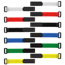12Pcs Magic Sticker Battery Straps with Buckle 20x200mm Mixed Colours Hook & Loop Non-Slip Straps for RC Drones Planes Quads Cars
