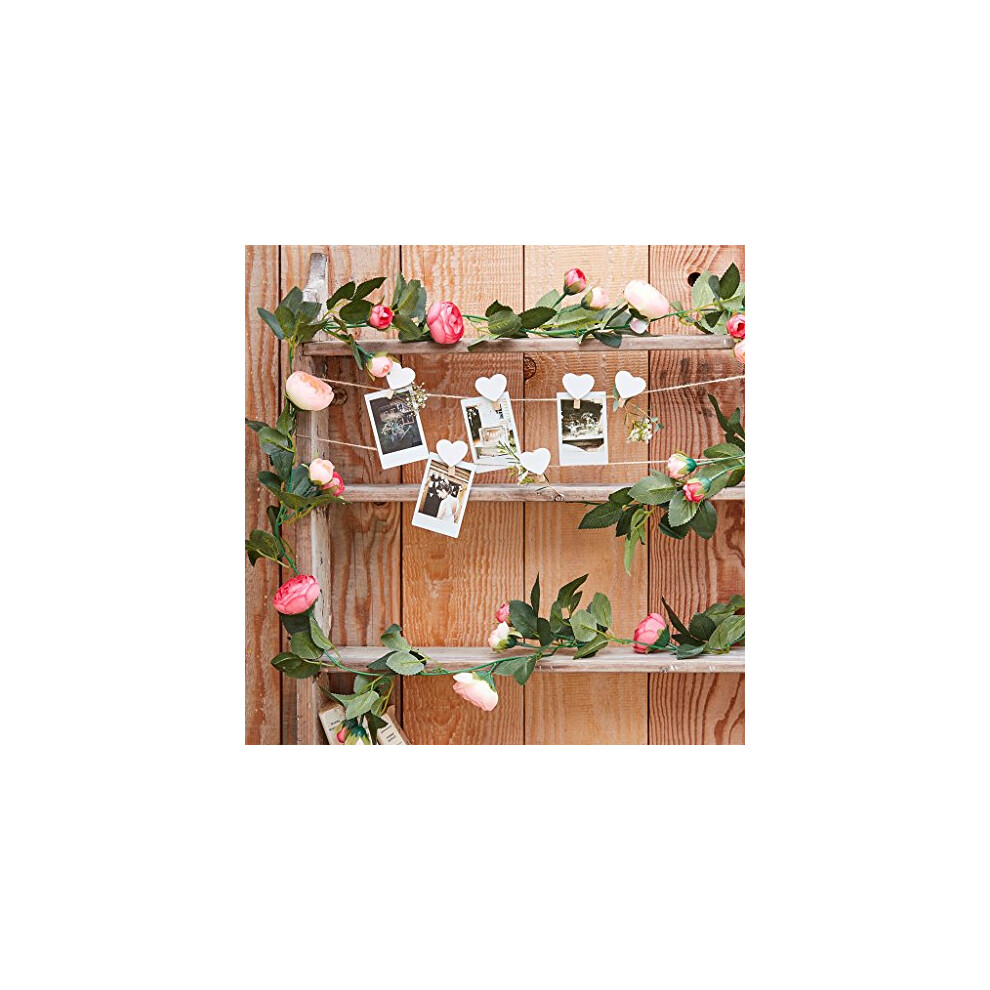 Artificial Pink Rose Flower Rustic Country Garland