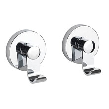 WENKO Vacuum-Loc Irun Hook Set, Set of 2 Wall Hooks, Towel Hooks for Kitchen, Bathroom & the Entire Household, Attachment No Drilling, Hanging for