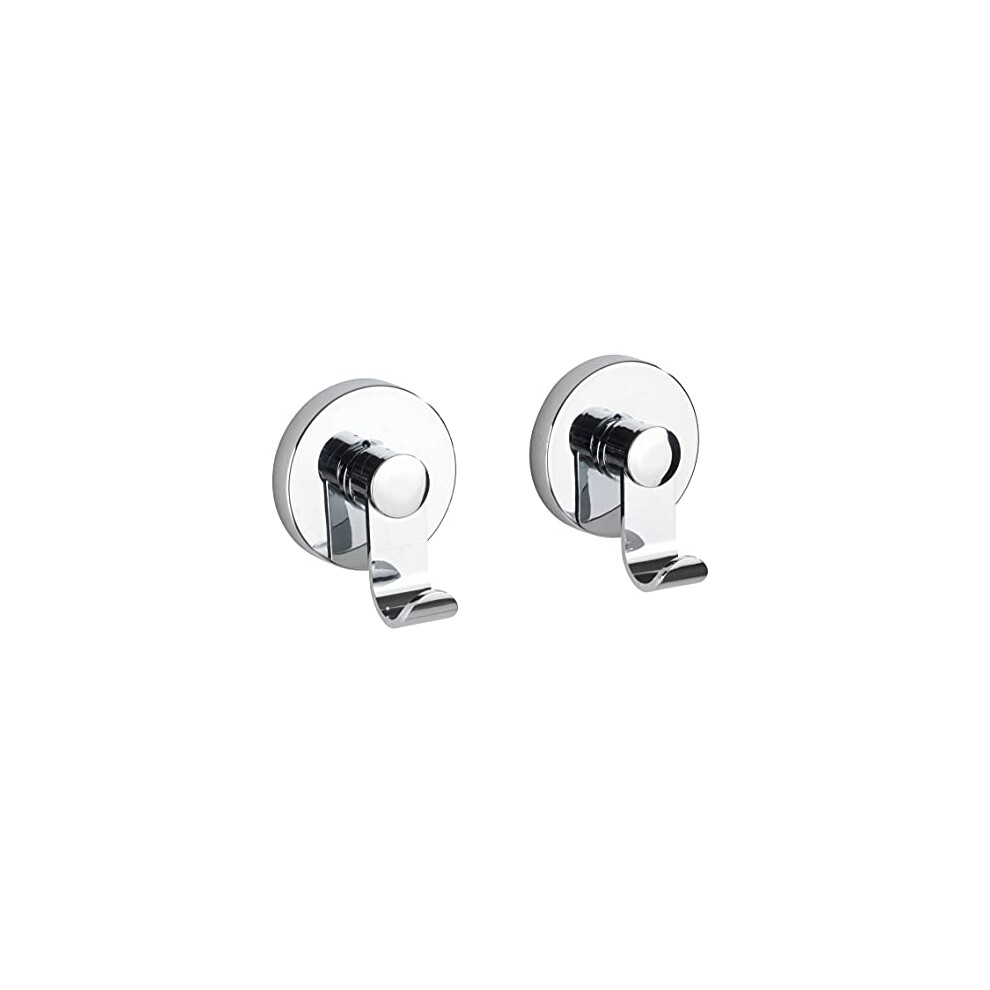WENKO Vacuum-Loc Irun Hook Set, Set of 2 Wall Hooks, Towel Hooks for Kitchen, Bathroom & the Entire Household, Attachment No Drilling, Hanging for