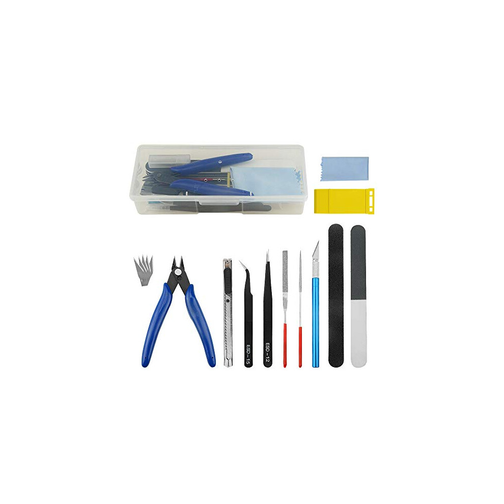 16 PCS Gundam Modeler Basic Tools Craft Set Hobby Building Tools Kit for Professional Model Assemble Building and Fixing Blue