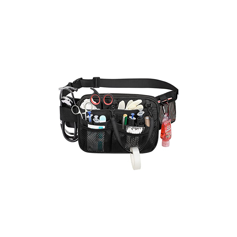 Sithon Nurse Fanny Pack With Tape Holder, Multi Compartment Medical Gear Pocket Nursing Organizer Belt Bag, Apron Hip Bag Utility Waist Pack For Stethoscopes