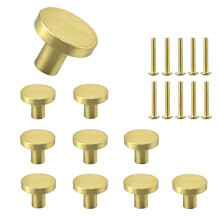 10 Sets Solid Brass Door Knobs, Round Drawer Handles, Metal Single-Hole Pulls,Used for Cabinets, Kitchen Cupboards，Shoe Cabinets, Wardrobes, Drawer