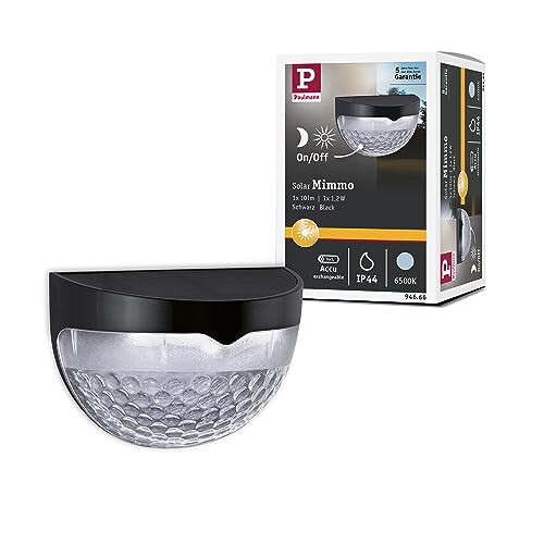Mimmo 94666 LED Solar Path Light IP44 Round Including 1 x 1.2 W Daylight White Black Outdoor Panel Plastic Light Panel 6500 K