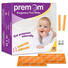 hCG Pregnancy Test Strips: 50 Individually Wrapped Pregnancy Test Kit Powered by Premom Ovulation Predictor | hCG Urine Pregnancy Test Strips in Bulk