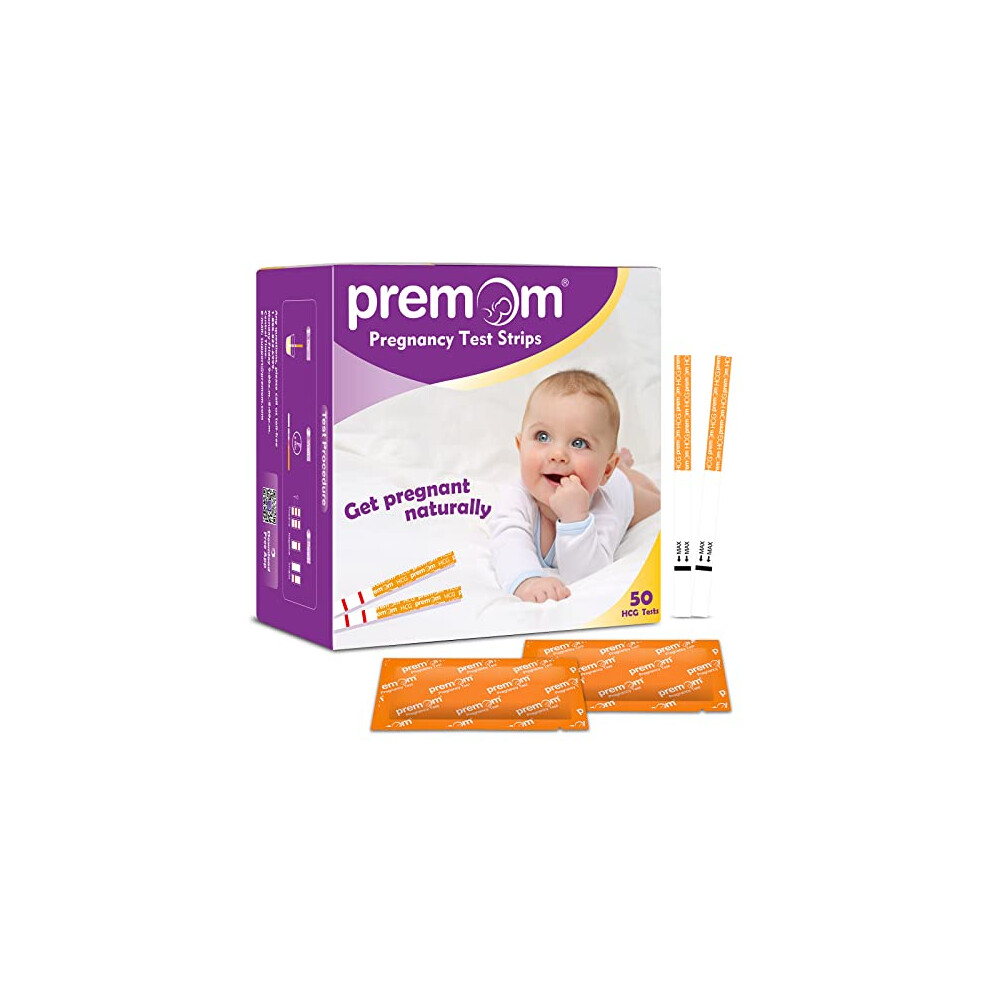 Premom Hcg Pregnancy Test Strips: 50 Individually Wrapped Pregnancy Test Kit Powered By Ovulation Predictor | Hcg Urine Pregnancy Test Strips In Bulk
