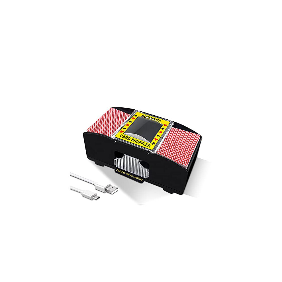 Ni-Shen 2 Deck Automatic Card Shuffler, Usb/Battery Operated Electric Card Shuffler For Family Party Poker/Blackjack/Uno (Card Shuffler For 1-2 Decks)