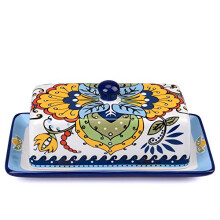 Butter Dish with Lid, Colourful Butter Dishes with lids Ceramic, Multifucition Butter Dishes, Blue, 21.8 cm x 13cm x 12 cm