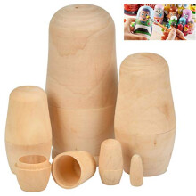 Wooden Nesting Dolls, Unpainted Russian Dolls, Set of 6 Russian Matryoshka Stacking Dolls Boys girls Toy Gift Decorations