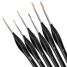 Paint Brushes 6 Pieces Set, Professional Fine Tip Paint Brush Set Round Pointed Tip Nylon Hair artist acrylic brush for Acrylic Watercolor Oil