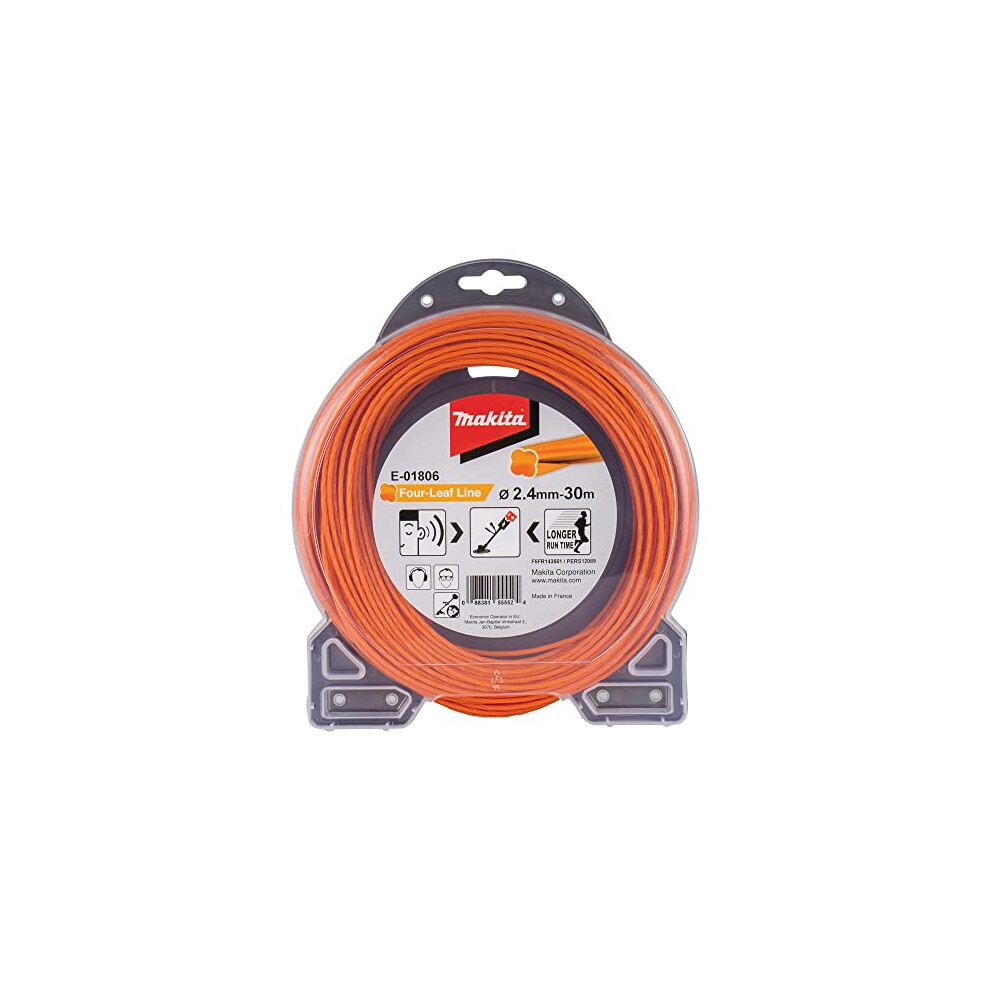 Four-Leaf E-01806 Trimmer Line for Cordless Scythes and Grass Trimmer (2.4 mm, 30 mm, Orange)