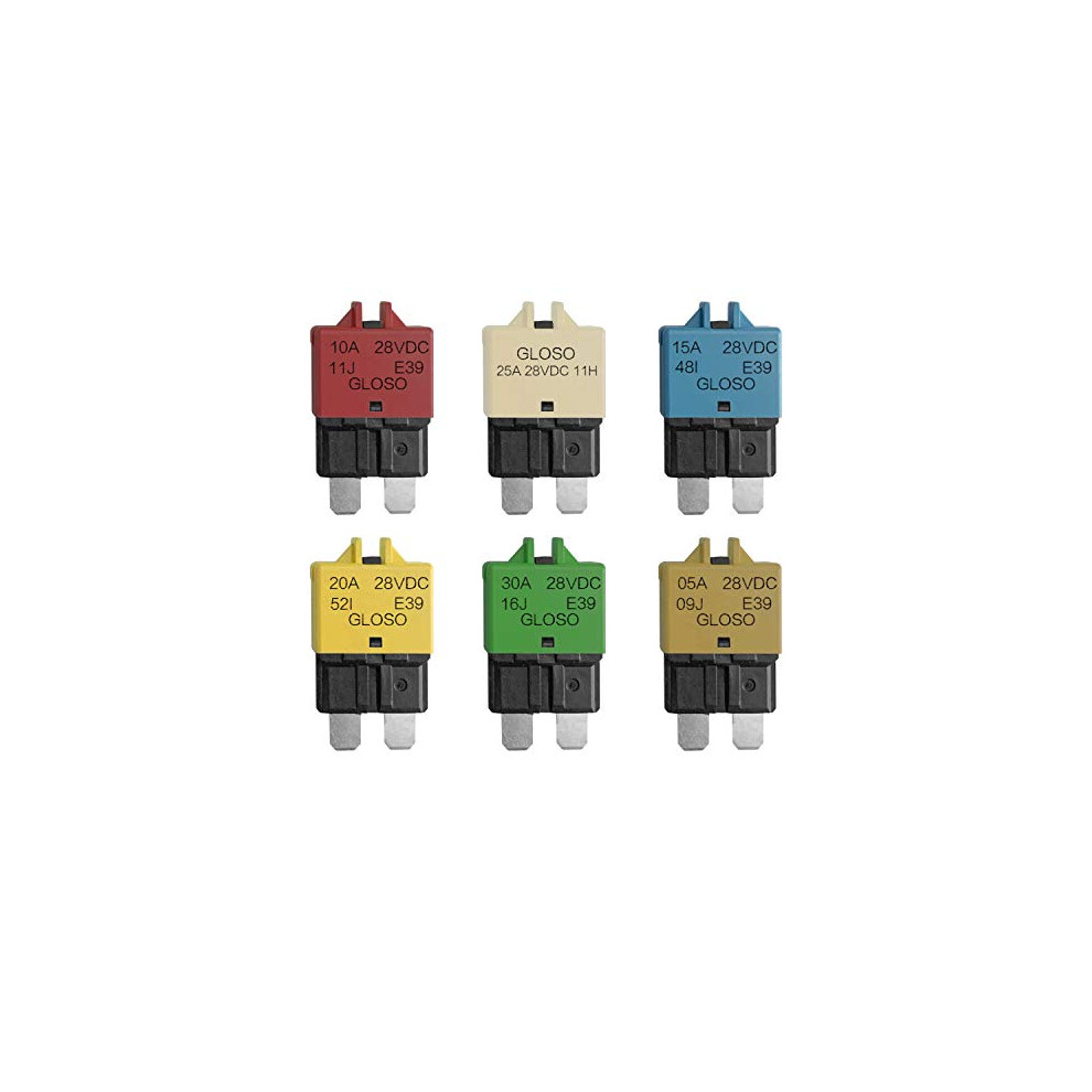 12V-28V 5A 10A 15A 20A 25A 30A Manual Reset Low Profile Atc Circuit Breaker 6 Pcs Mixed 8414721284205