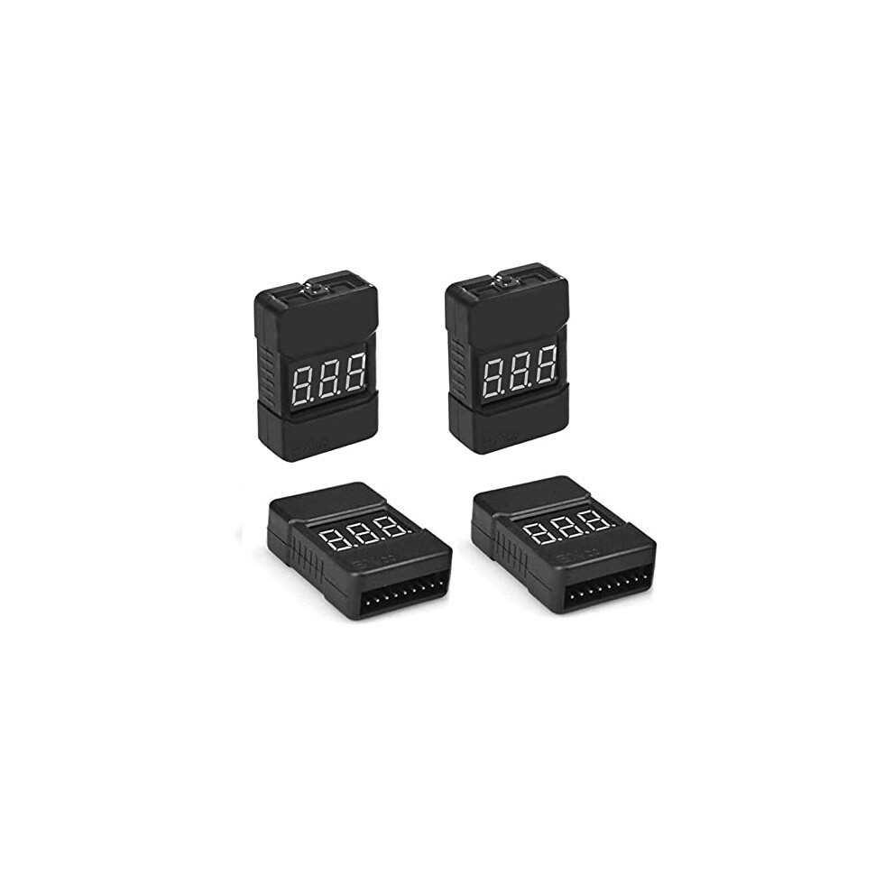 4Packs 2In1 1-8S Lipo Li-Ion Battery Voltage Tester Check, Monitor Rc Low-Voltage Buzzer Alarm For 1-8S Lipo/Li-Ion/Limn/Li-Fe 612755493503