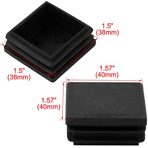 12 Pieces Black Plastic Square Blanking End Caps Inserts 40mm x 40mm 1