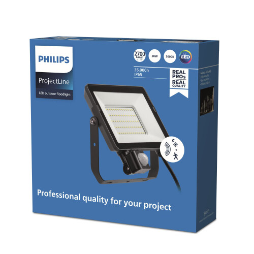 Philips Projectline LED Floodlight with Sensor [30 Watts - 3000K White Light] for Outdoor Commercial Lighting 2