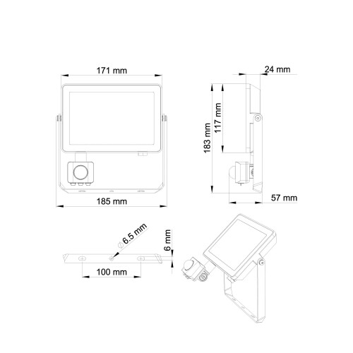 Philips Projectline LED Floodlight with Sensor [30 Watts - 3000K White Light] for Outdoor Commercial Lighting 1