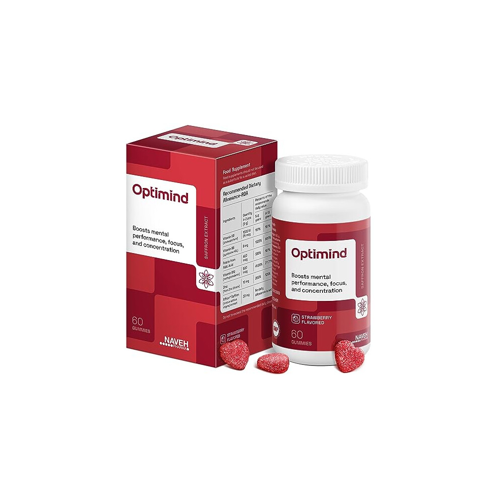 Naveh Pharma Optimind - Focus Supplement | Natural Adhd Supplements For Kids | 30 Mg Saffron Supplements: Kids Vitamins And Memory Supplement For Brains | Mood