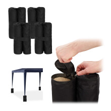 Gazebo Weights, Pack of 4, Outdoor Weight Bags, Fillable with Sand & Gravel, Tent Anchor, 10 kg per Leg, Black