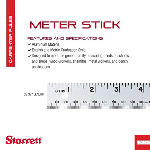 Starrett 36107 Aluminium Straight Edge Meter Stick 1