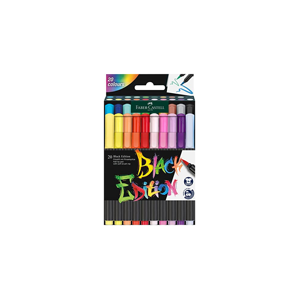 Brush Pen Set - Black Edition, Cardboard Box of 20
