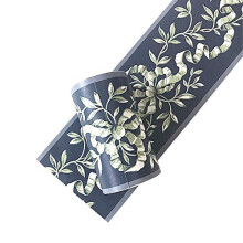 Self-Adhesive Blue Floral Wall Border Ceiling Border Wallpaper Vinyl Waterproof Decoration Decal Sticker,10cm by 10M